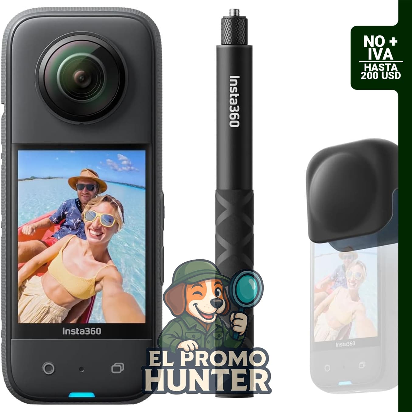 Insta360 X3 - Cámara de acción 360 con video HDR de 5.7K y lente única 4K, impermeable, estabilización FlowState, pantalla táctil de 2.29".