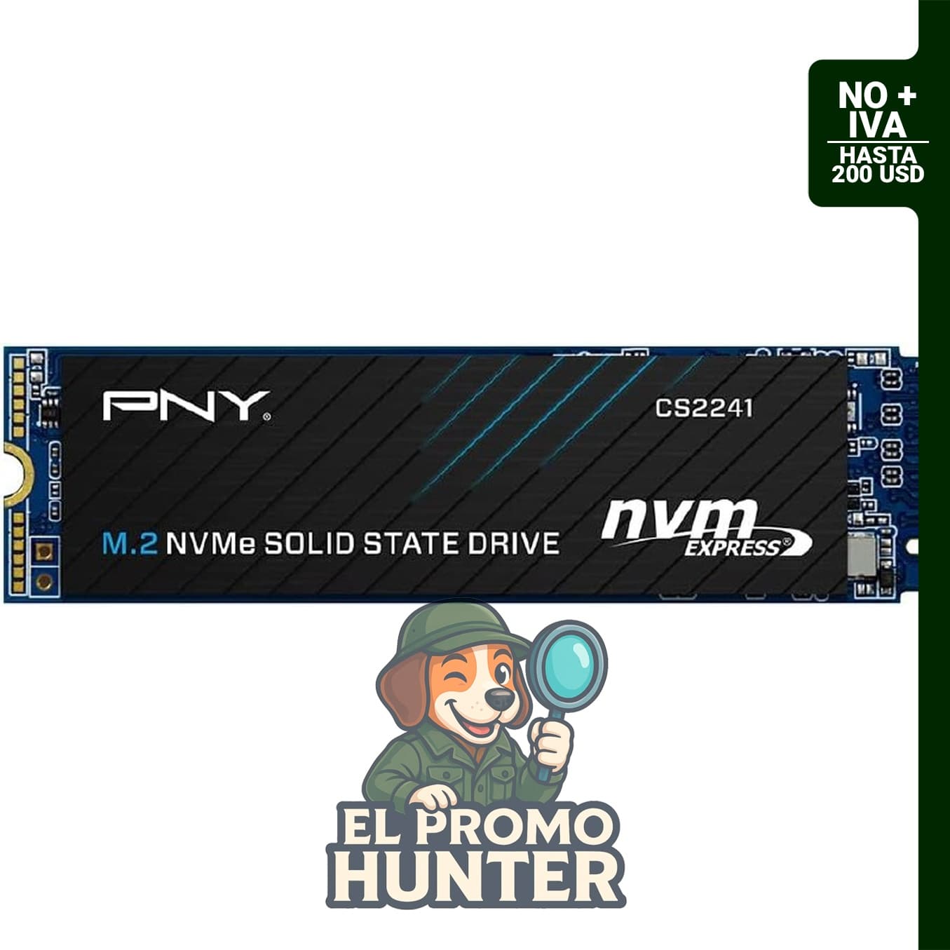 PNY CS2241 1TB PCIe Gen4 NVMe M.2 2280 SSD, velocidad de lectura de hasta 5,100 MB/s.