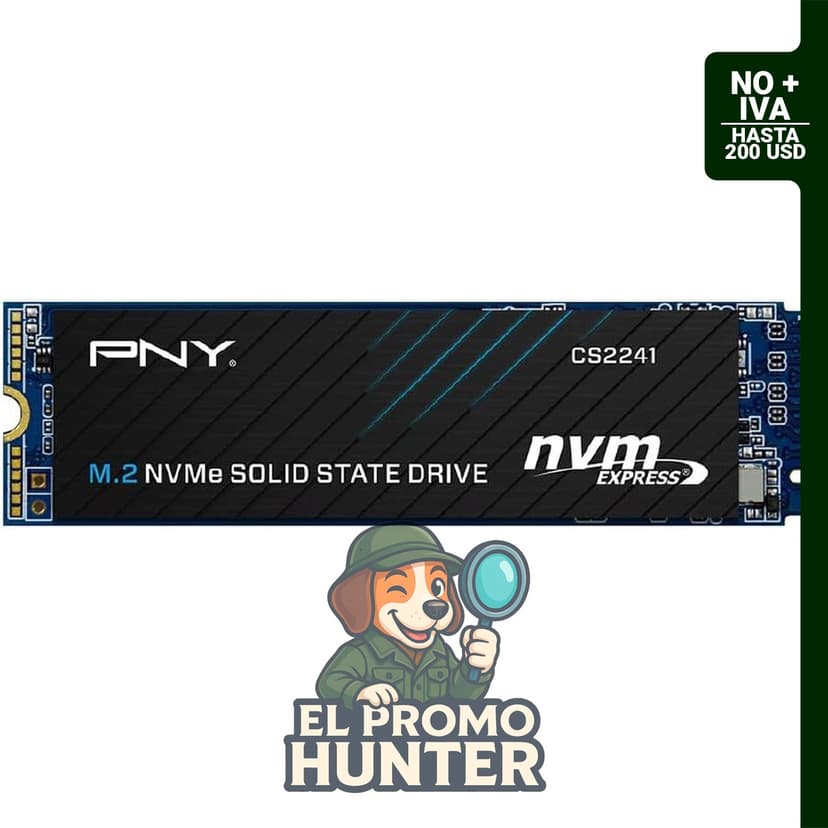 PNY CS2241 1TB PCIe Gen4 NVMe M.2 2280 SSD, velocidad de lectura de hasta 5,100 MB/s.