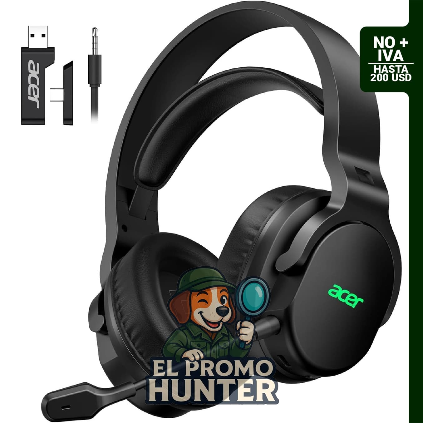 Acer Auriculares inalámbricos para juegos, trimodo 2.4 GHz, Bluetooth 5.4 y con cable de 3.5 mm.