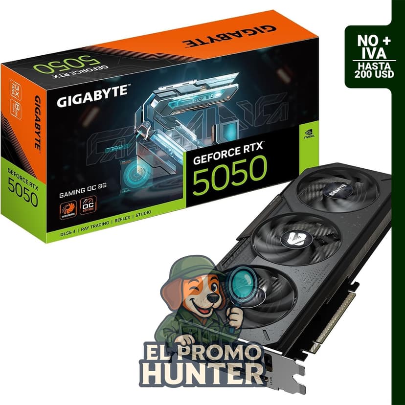 GIGABYTE GeForce RTX 5050 Gaming OC 8G, tarjeta gráfica de 8GB GDDR6, 128-bit, PCIe 5.0, sistema de enfriamiento WINDFORCE.
