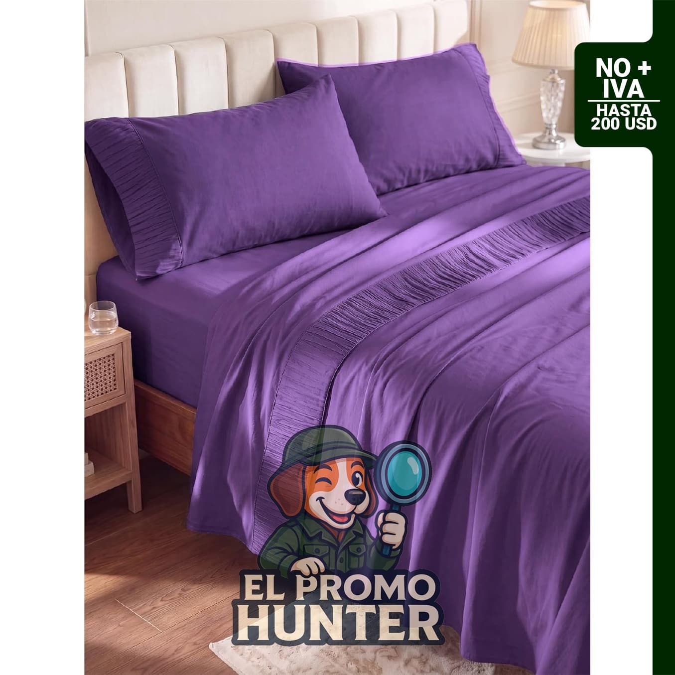 Bedsure Juego de sábanas Queen de microfibra de poliéster, 4 piezas en color púrpura.
