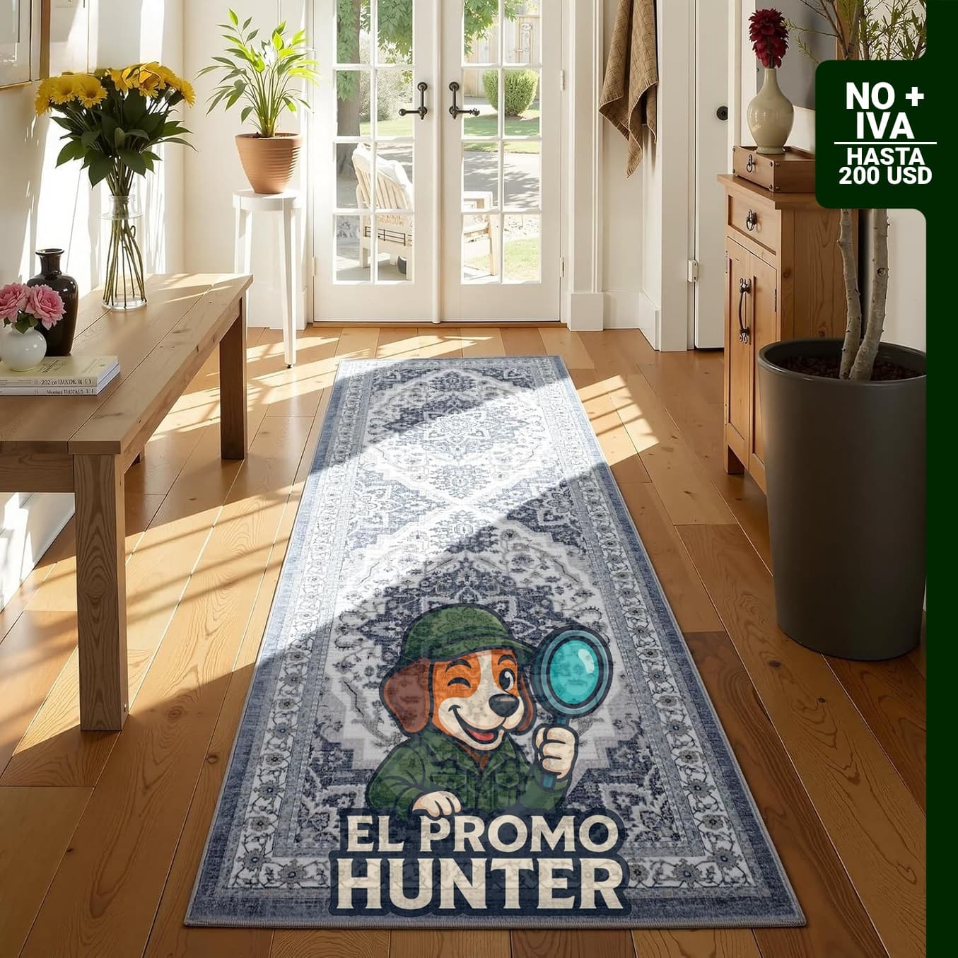 Alfombra UKISS lavable de 61 x 183 cm, antideslizante, estilo bohemio, pelo bajo.