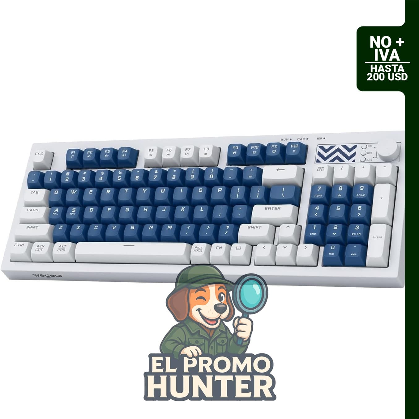 Teclado inalámbrico Wegear, retroiluminado, 94 teclas, conexión Bluetooth trimodo/2.4 GHz/USB-C.