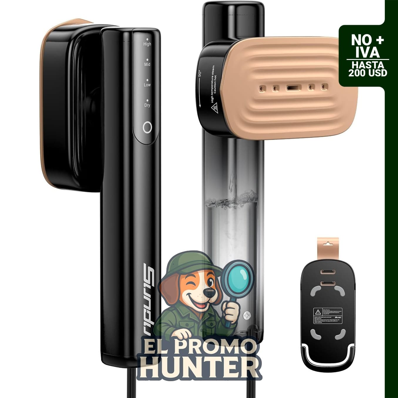 Sundu Vaporizador portátil de 1200 W con tanque de 100 ml y vapor continuo de 20 minutos.