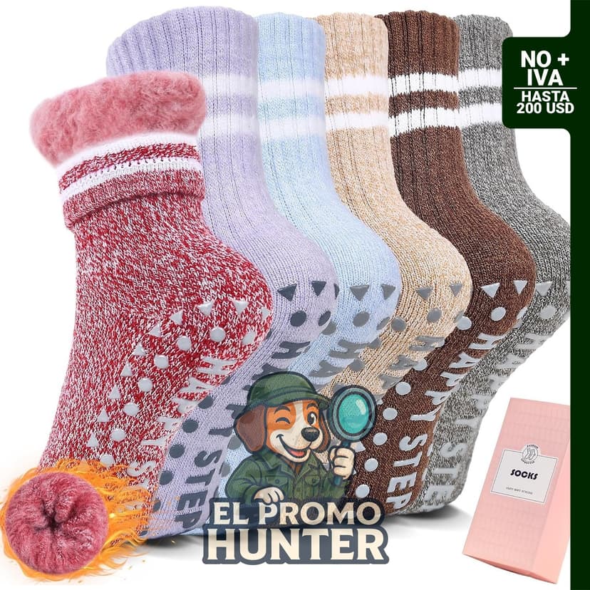 HUGSWEET Calcetines Térmicos Infantiles Antideslizantes x6