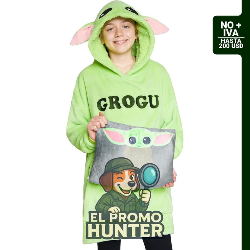Disney Manta Sudadera Infantil 2 en 1 que se pliega en almohada de viaje, con diseño de Stitch, Baby Yoda, Maleficent y Eeyore.