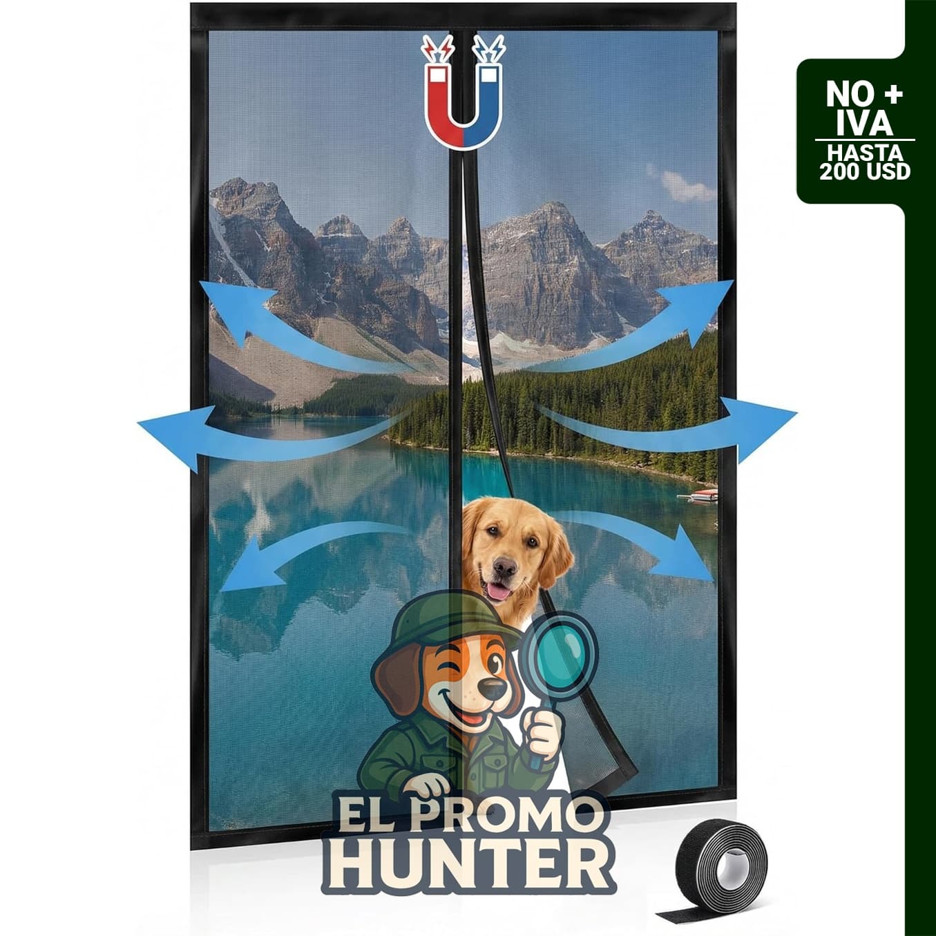 Puerta mosquitera magnética de 33.5 x 81 pulgadas para caravana, fabricada en malla de fibra de vidrio resistente.
