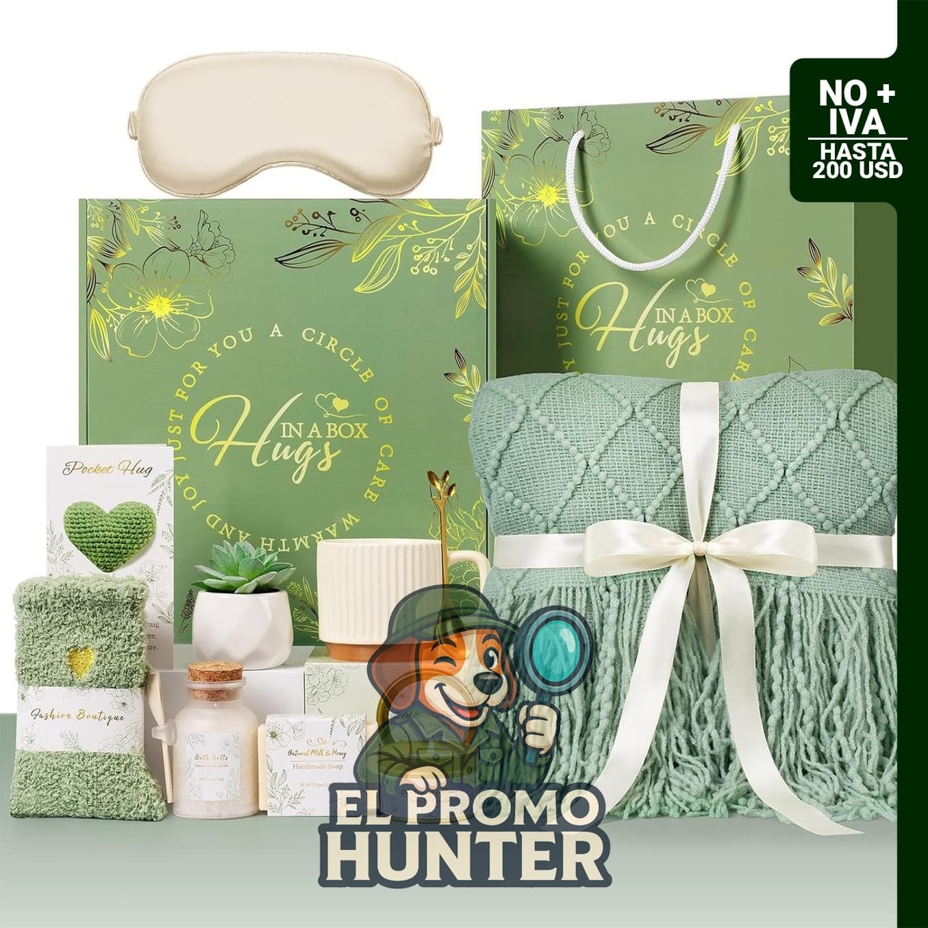 Cesta de Regalo Spa 12 Piezas con Manta y Taza