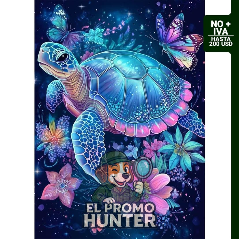 Kit de Pintura de Diamantes 5D Tortuga, incluye accesorios y lienzo de 12x16 pulgadas.