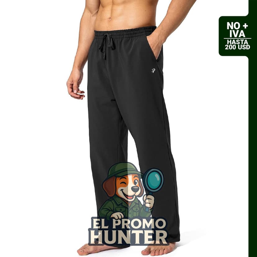 Pudolla Pantalones deportivos de yoga de algodón para hombre, con cintura elástica y cordón ajustable.