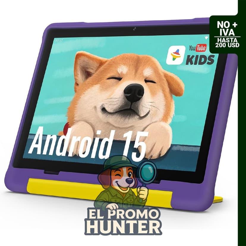 UEMXDOX Kids Tablet, tableta Android 15 para niños de 3 años en adelante, 8 GB de RAM y 64 GB de almacenamiento, expandible a 512 GB, pantalla táctil de 10".
