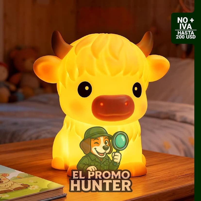 Mewaii Huggwaii Squishy Highland Cow Luz Nocturna para Niños, lámpara recargable de silicona suave, temporizador de 30 min, 3 niveles de brillo.