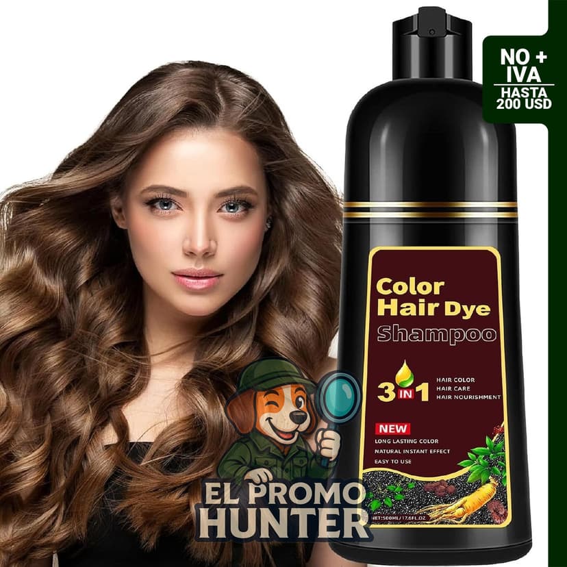Champú de tinte para el cabello castaño 3 en 1 para cobertura de canas, 17.6 fl oz