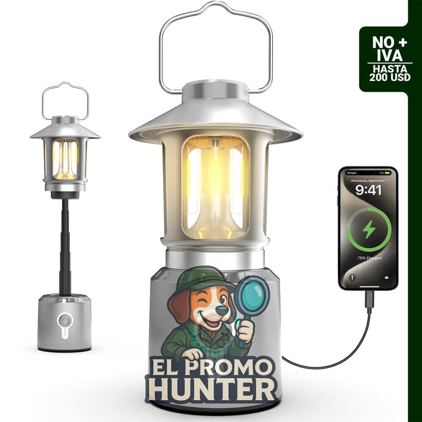 Linterna de camping recargable de 8000 mAh, luz telescópica para campamento