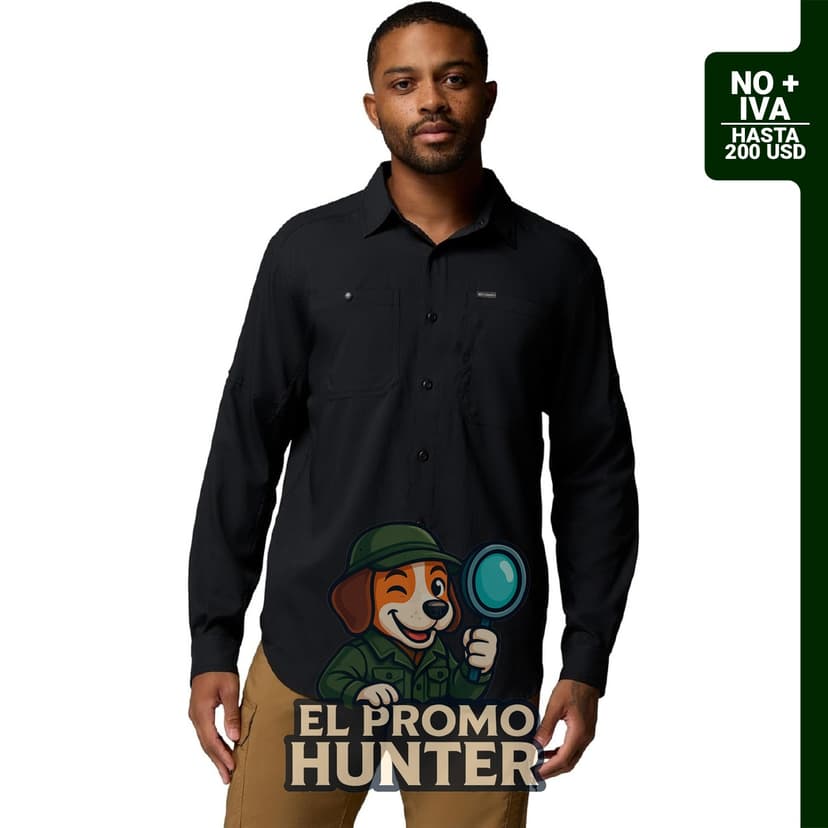Columbia Silver Ridge Utility Lite de manga larga para hombre, color negro.