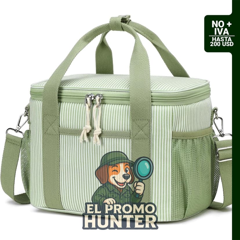BTOOP Lonchera aislada para mujer, bolsa de almuerzo de pana con correa para el hombro, a prueba de fugas.