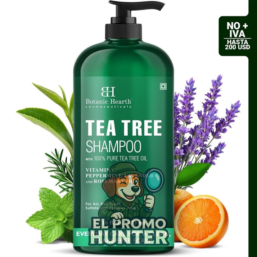Botanic Hearth Champú de árbol de té, 16 oz (473 ml), con vitamina C, aceite de menta, lavanda y romero.