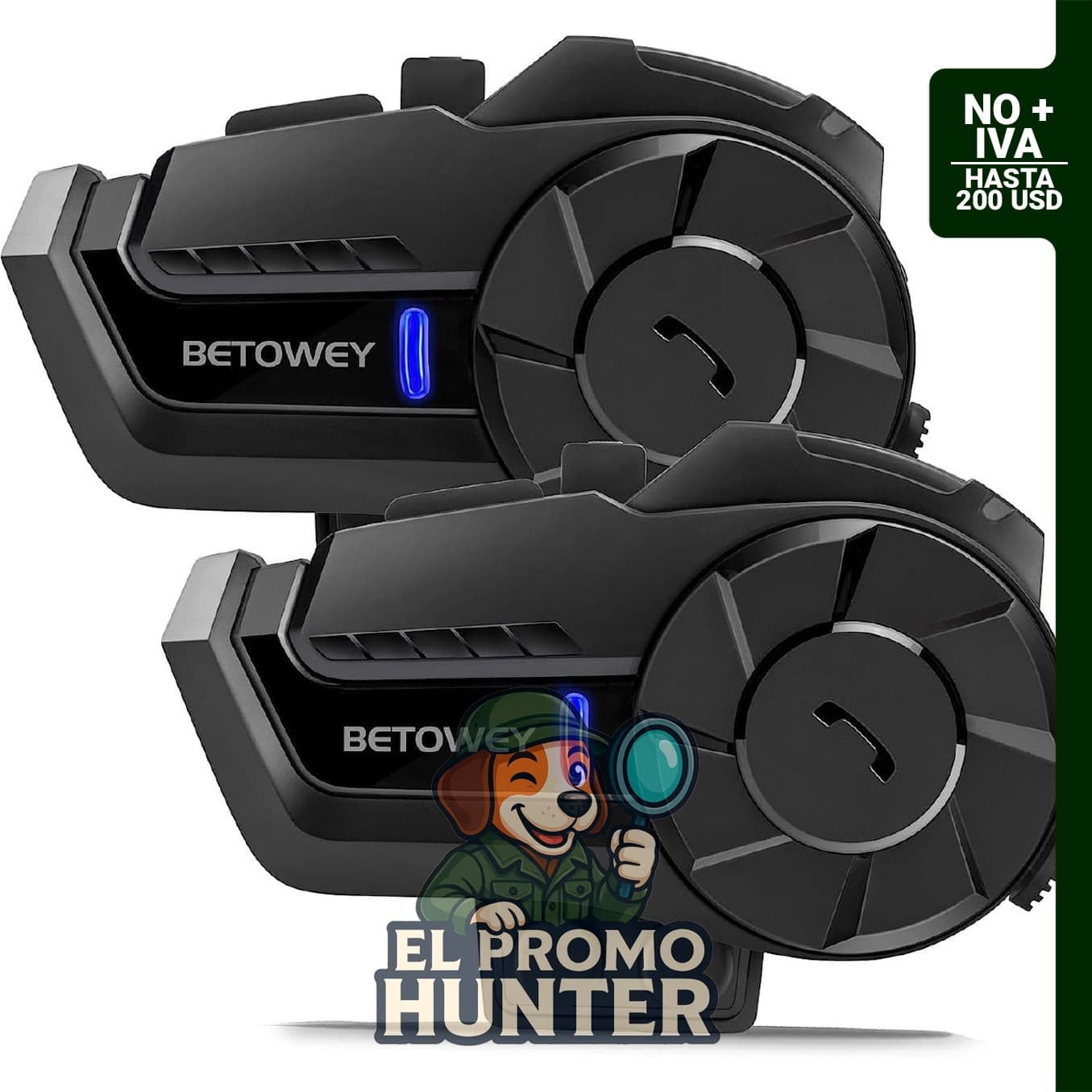 Sistema de comunicación Bluetooth B2X para casco de motocicleta, incluye cancelación de ruido y reproducción de música.