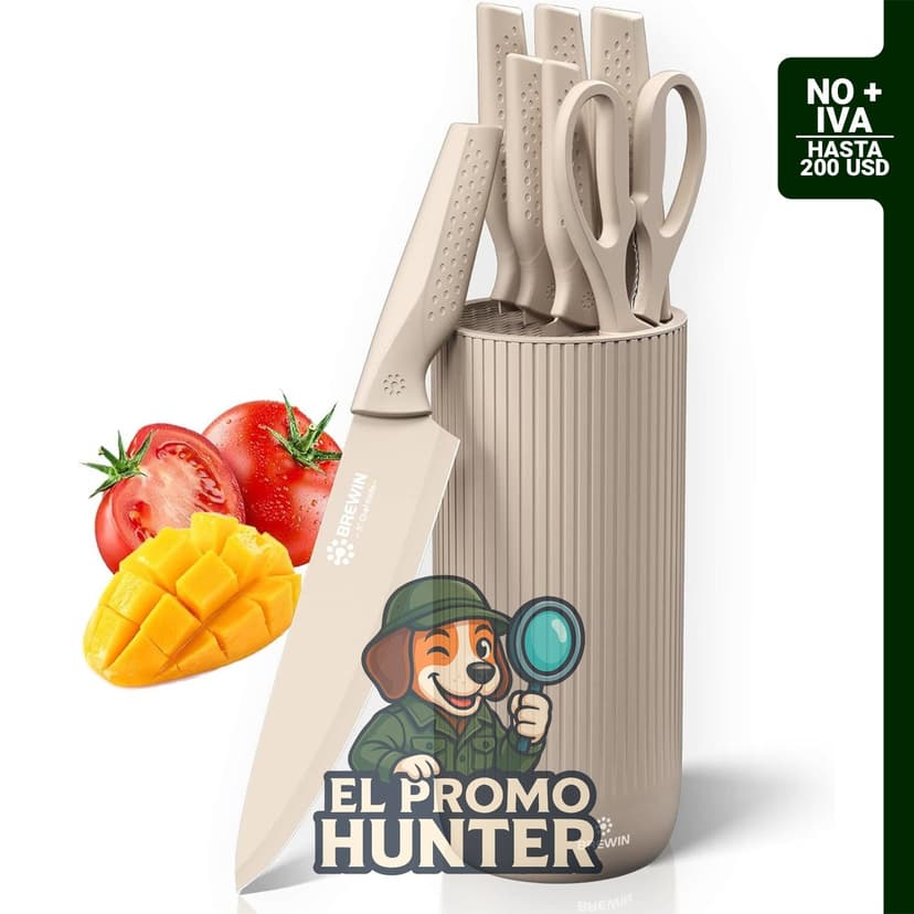 Juego de cuchillos de cocina Brewin, incluye bloque universal y cuchillos utilitarios.