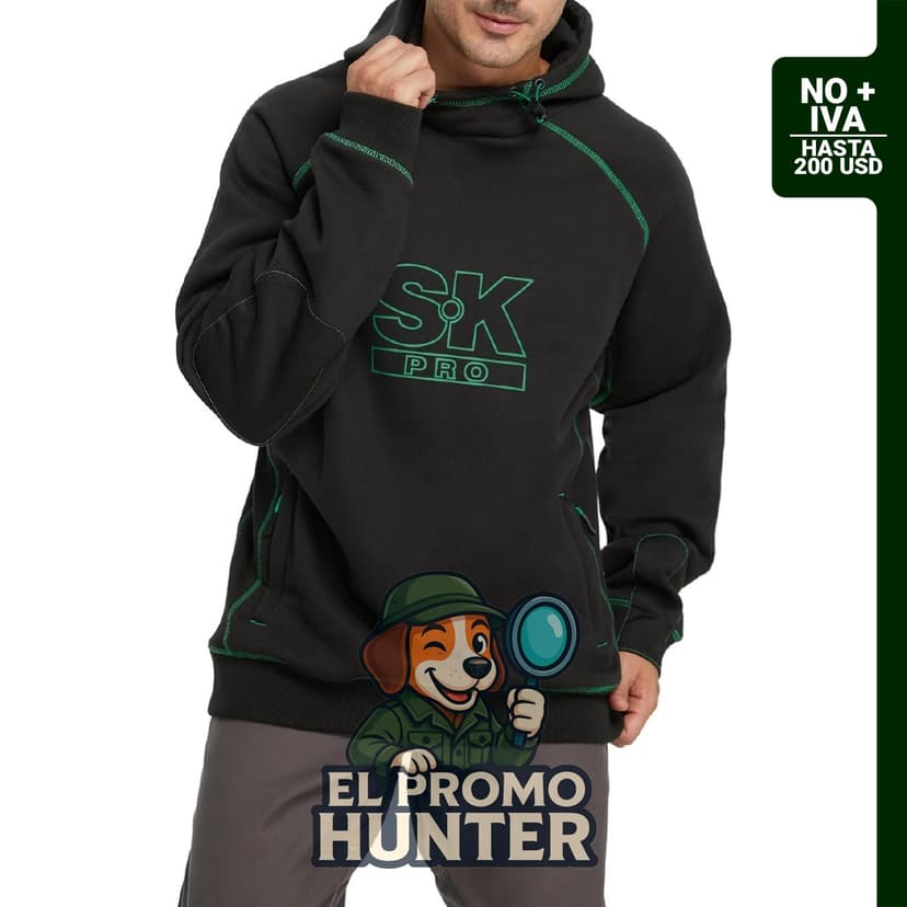 SKPRO Sudadera deportiva con capucha para hombre, de manga larga, ajuste holgado, sin botones.