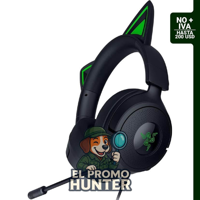 Razer Kraken Kitty V3 X Auriculares con cable para juegos, color negro, con micrófono cardioide HyperClear y sonido envolvente 7.1.
