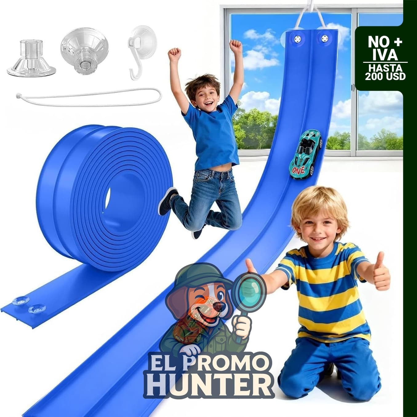 TAEMVV pista de carreras flexible de 15 pies, color azul sólido, compatible con autos Hot Wheels 1/64.
