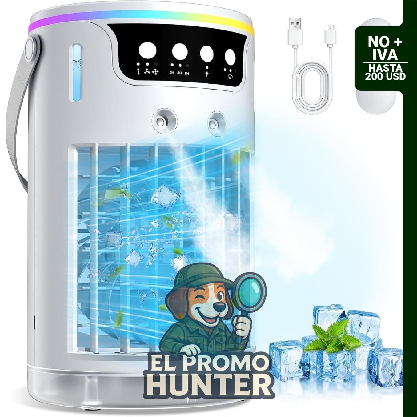 Aire acondicionado portátil Ylkf de 40.6 fl oz con ventiladores de niebla para enfriamiento.