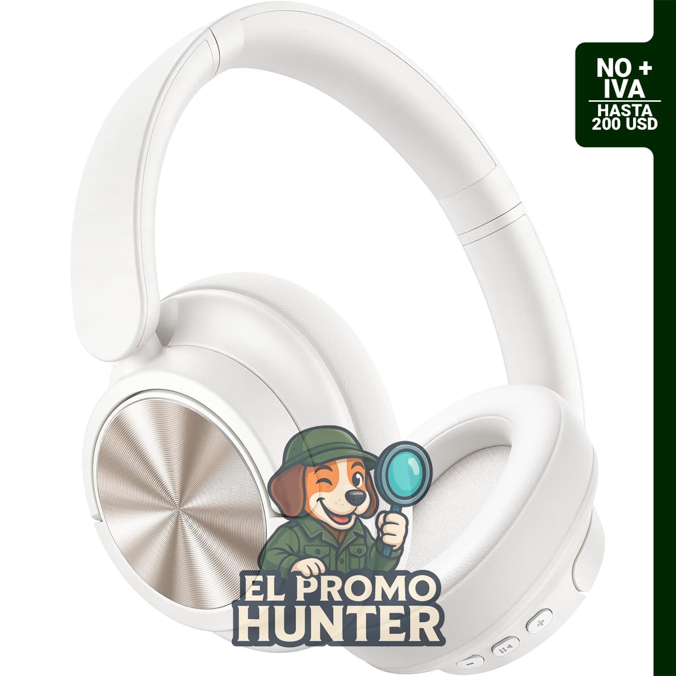 Auriculares inalámbricos Bluetooth 6.0 sobre la oreja con cancelación activa de ruido y micrófono ENC HD.