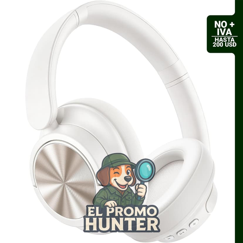 Auriculares inalámbricos Bluetooth 6.0 sobre la oreja con cancelación activa de ruido y micrófono ENC HD.