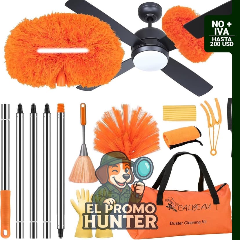 CALBEAU Kit de limpiador de ventilador de techo con poste ajustable de 60" (152 cm) y 14 unidades.