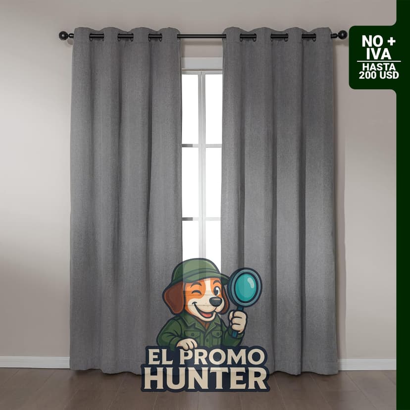 Amazon Basics Cortinas de felpilla, 52" x 84" (132 x 213 cm), juego de 2 paneles con ojales, color gris.