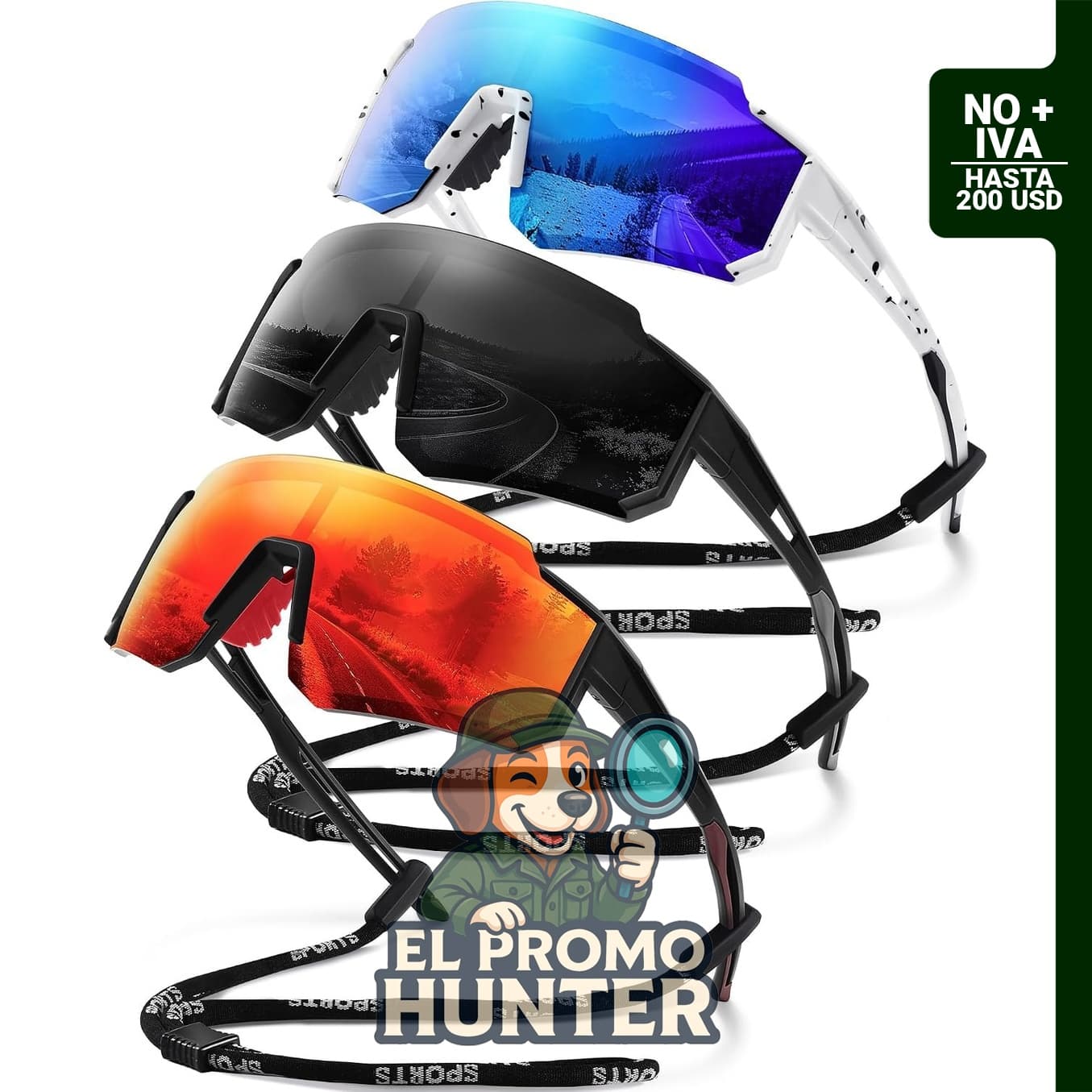 Gafas de sol deportivas polarizadas UV400 con marco ligero de TR90, adecuadas para ciclismo y correr.