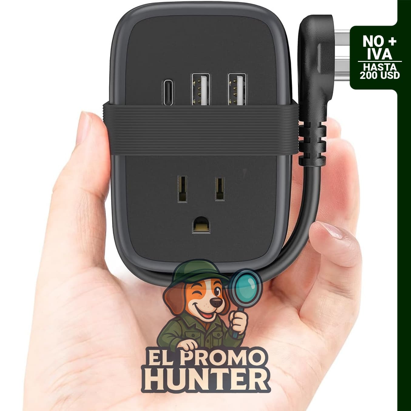 NTONPOWER regleta de alimentación portátil con 2 tomas y 3 puertos USB (1 USB-C).