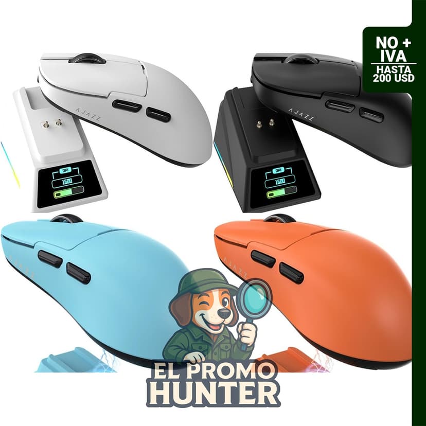 Ratón inalámbrico DAIDAI AJAZZ AJ159 APEX 2.4G con carga magnética y pantalla RGB. Seguimiento óptico de 42K y batería de 400mAh.
