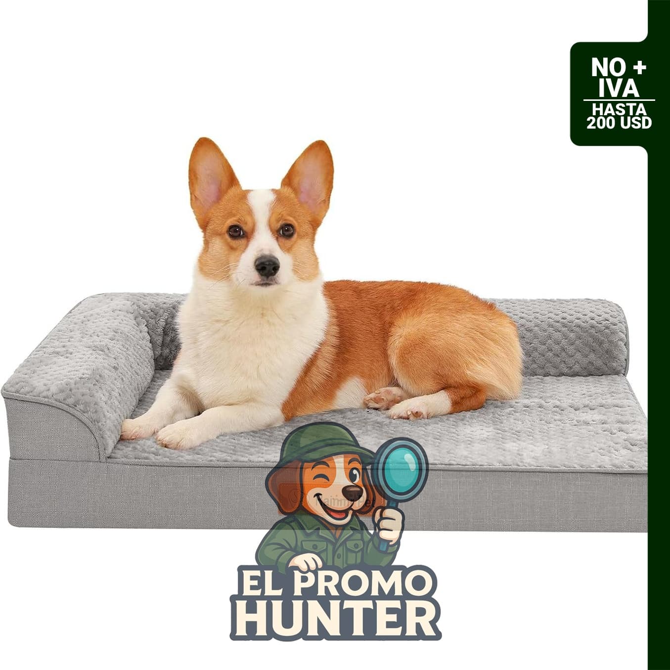 Cama ortopédica Rainmr de espuma viscoelástica para perro, 35 x 23 pulgadas, con funda impermeable y parte inferior antideslizante.