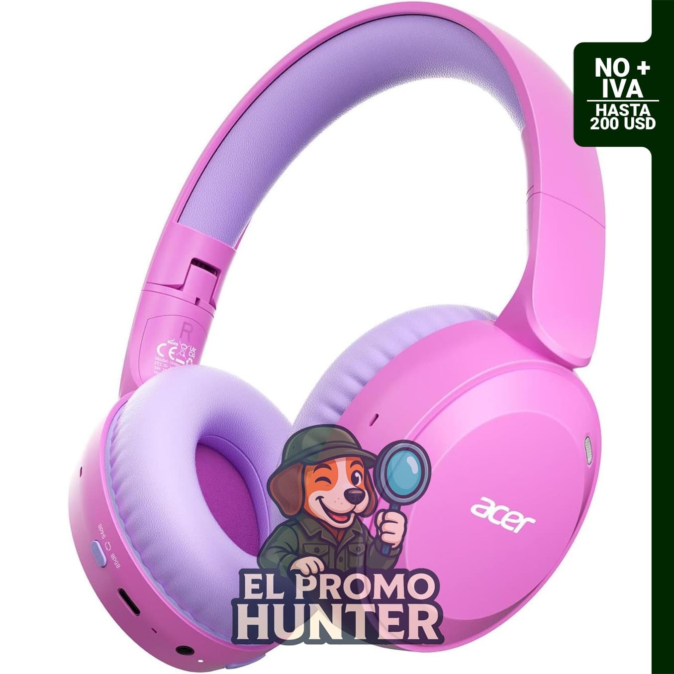 Acer Auriculares Bluetooth para niños, limitador de volumen de 85/94 dB, inalámbricos y plegables, Bluetooth 6.0.