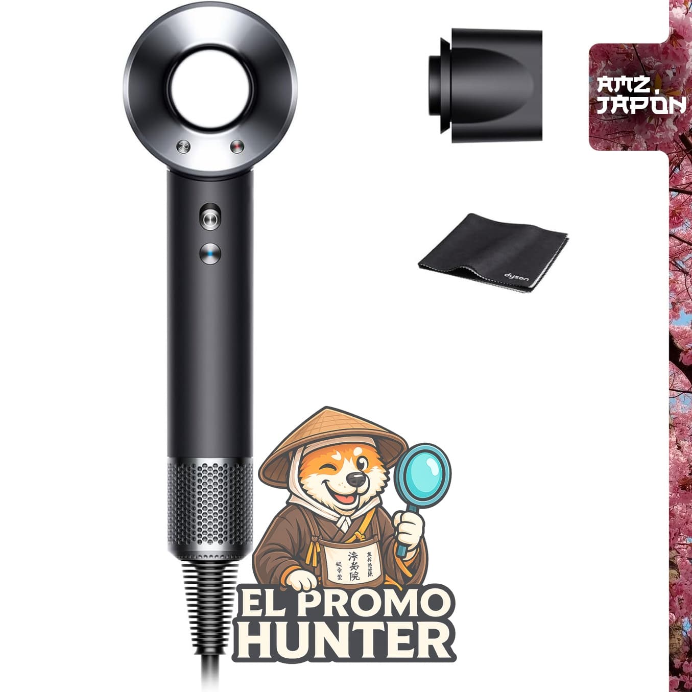 Secador de cabello Dyson Supersonic, Black/Nickel (HD08 ULF BBN ENT AM) con flujo de aire grande y secado rápido.