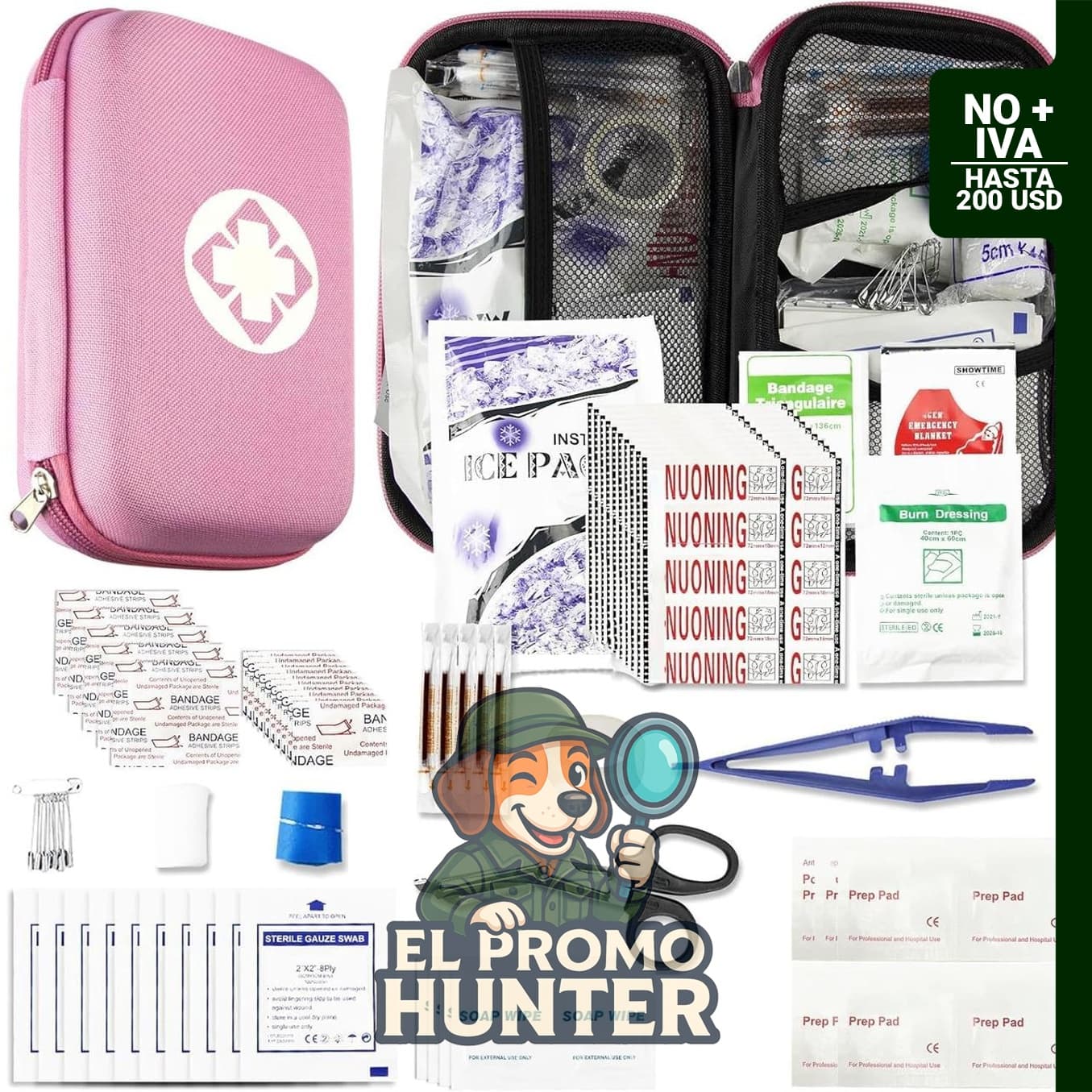 Kit de primeros auxilios de emergencia AMORNING, 277 piezas, compacto para automóvil y viajes.