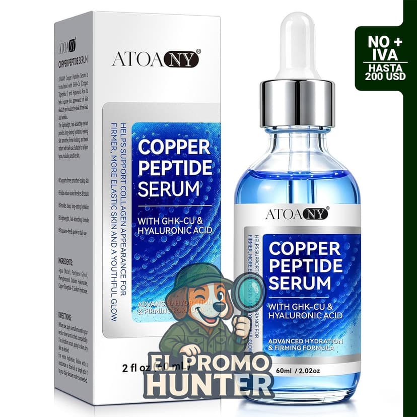 Suero facial Copper Peptides con péptido GHK-Cu y ácido hialurónico para pieles sensibles y maduras.