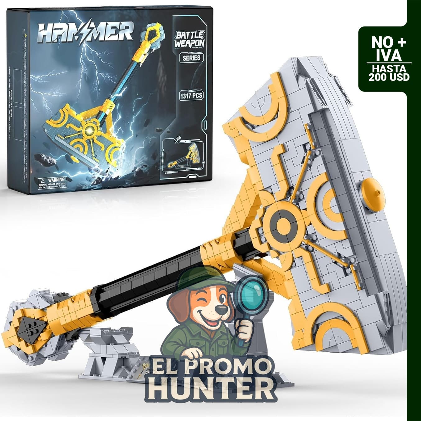 Finger Rock Thor Battle Hammer, juego de bloques de construcción de 1317 piezas para adultos.