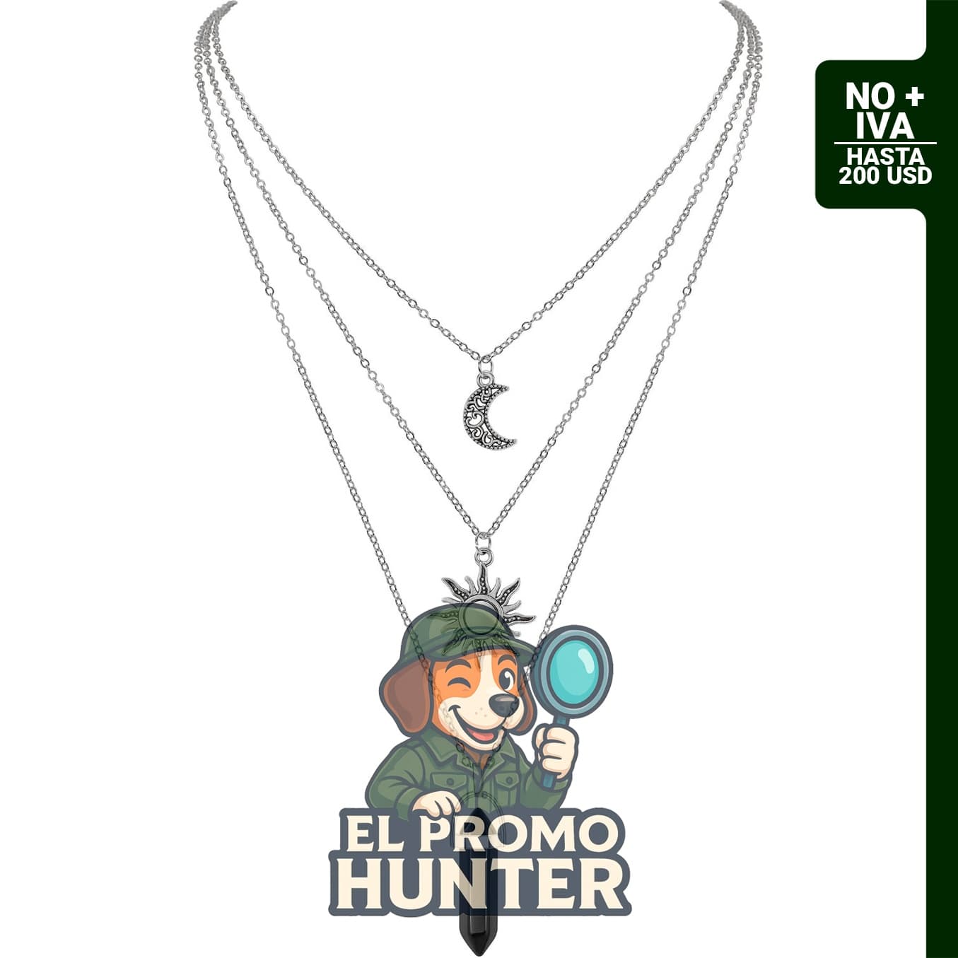 Collar de obsidiana negra con colgante de sol y luna para mujeres, estilo gótico.