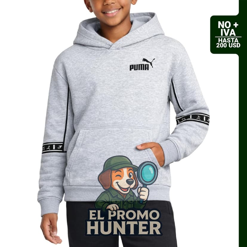 PUMA Sudadera básica con capucha de forro polar para niños, tallas 8-20.