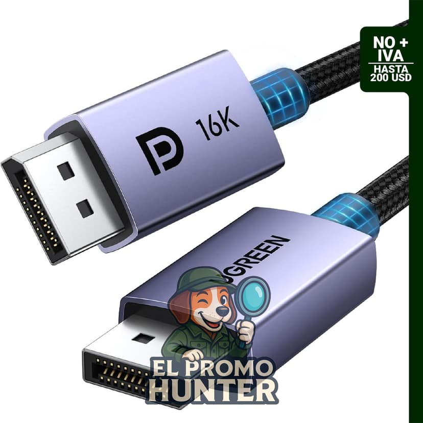 UGREEN Cable DisplayPort 2.1 de 16K (2 m) con certificación VESA y 54 Gbps de ancho de banda.