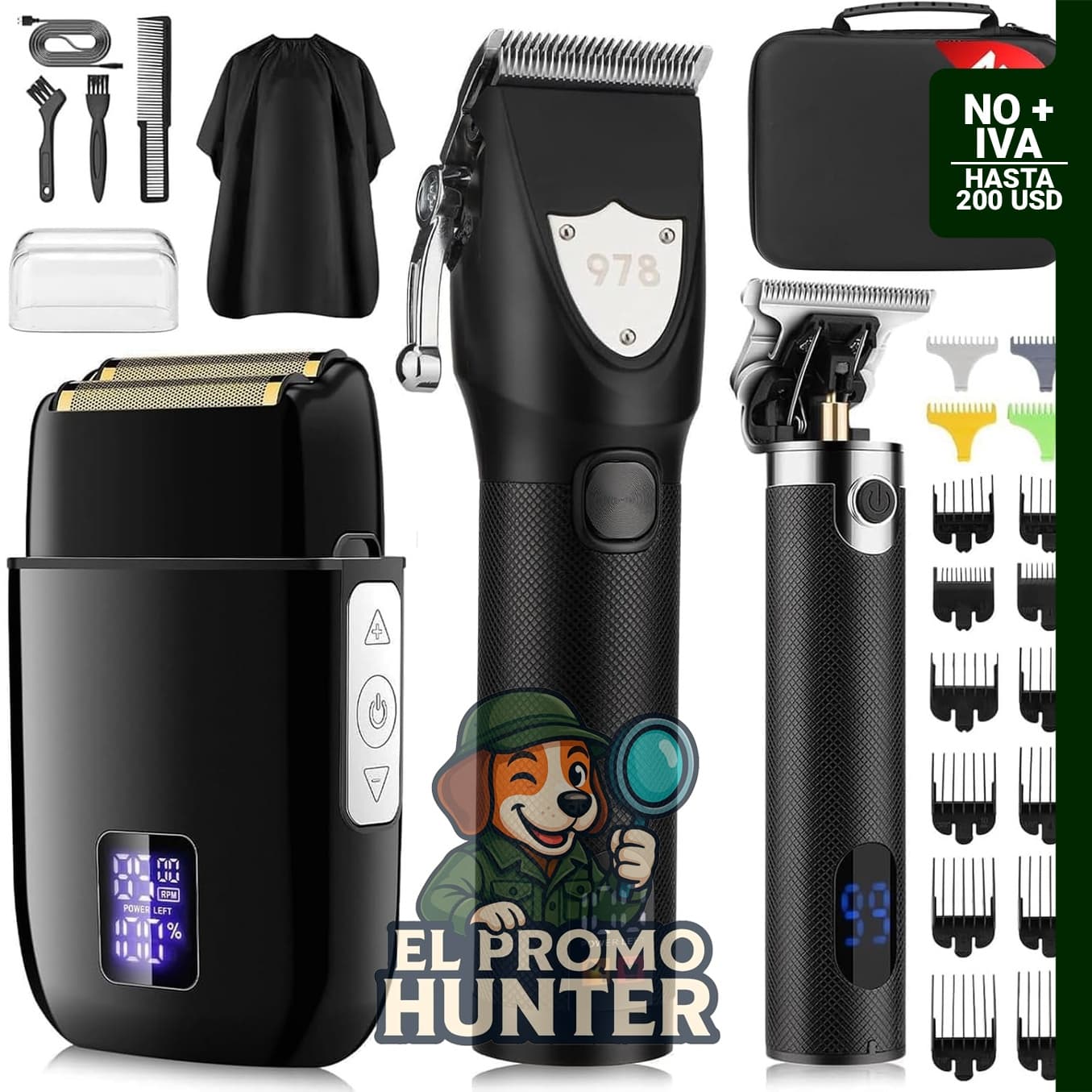 Suttik Juego de cortapelos profesional para hombres, incluye recortadora y estuche de viaje.