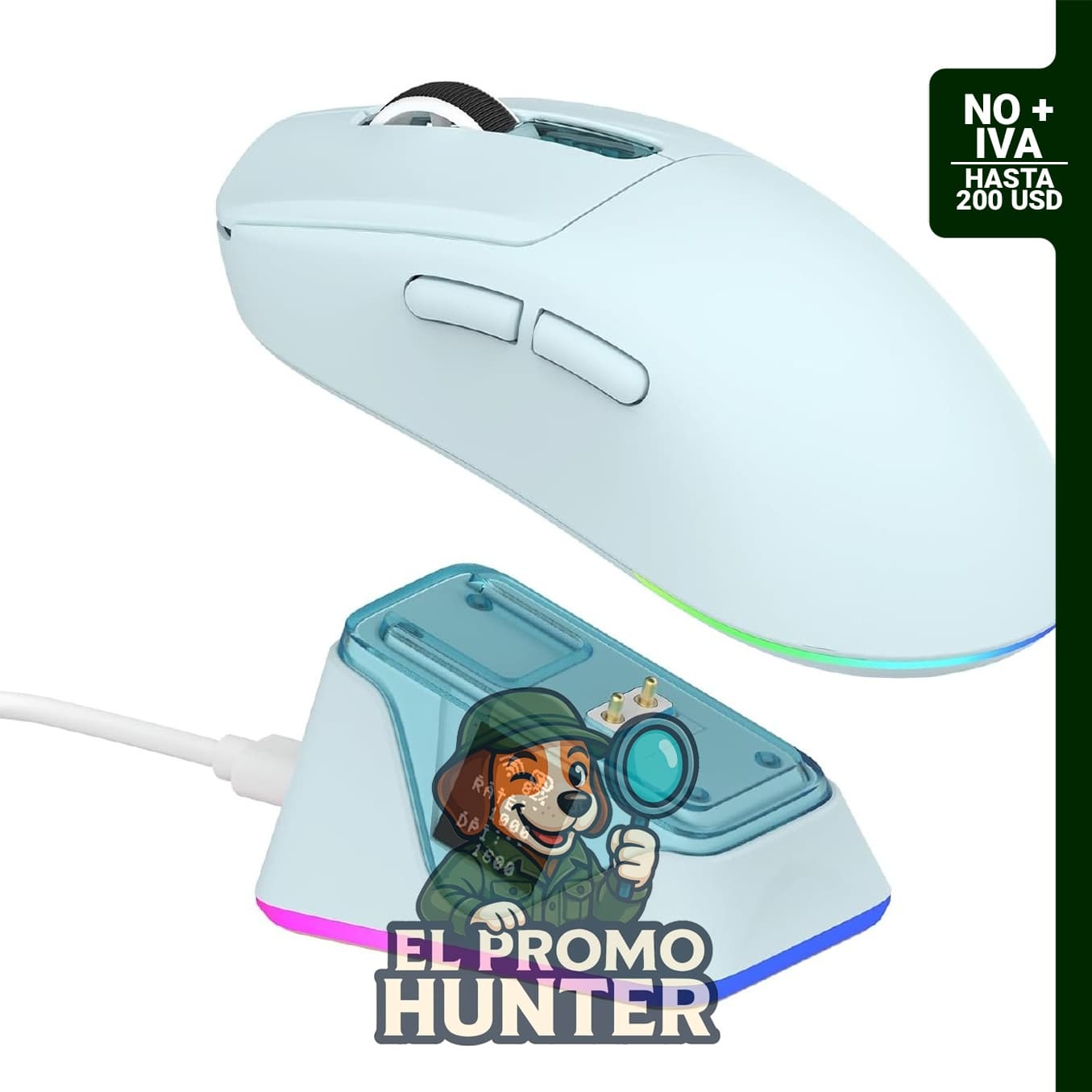 EPOMAKER NEX Lite Mouse Gaming Inalámbrico con Pantallas y Dock de Carga RGB, 65g, Sensor PAW3311, 12K DPI