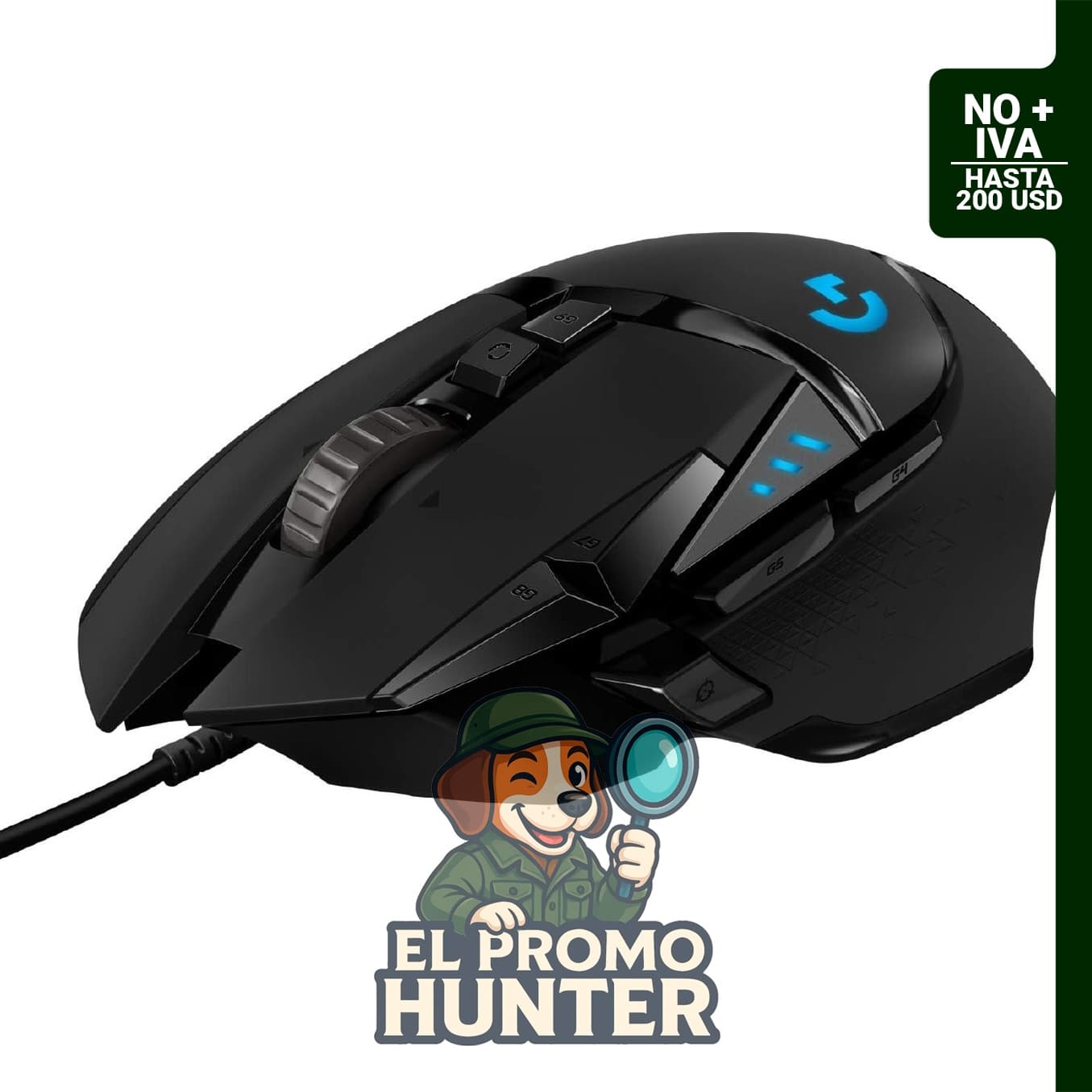 Logitech G502 Hero, ratón para juegos con cable, 25,600 DPI, 11 botones programables, RGB, memoria integrada.