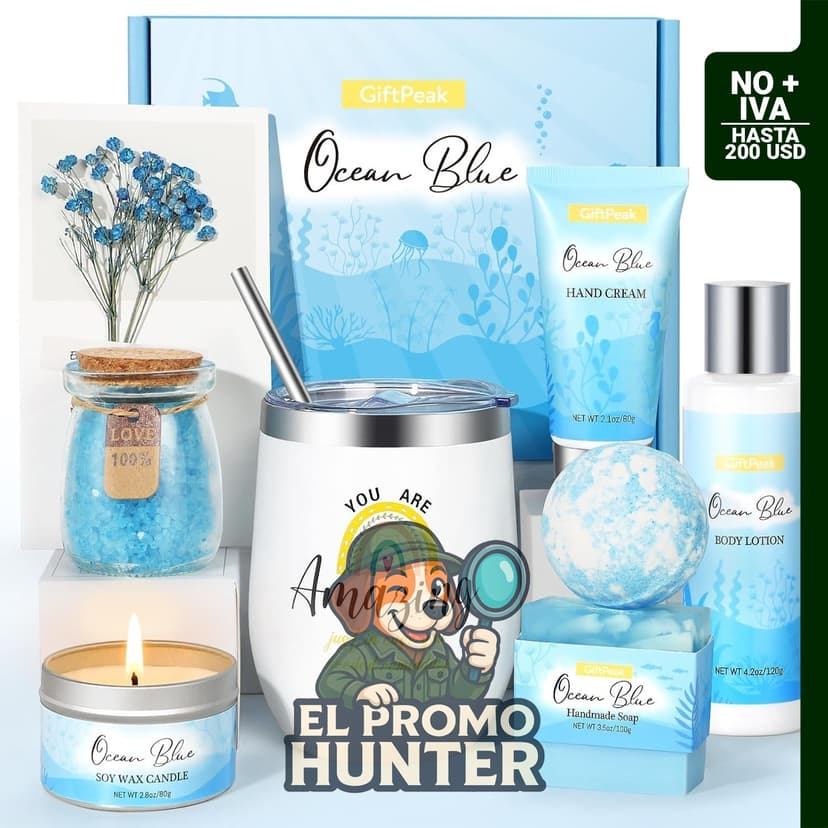 Set de Spa Aroma Océano con Vaso, Vela y Baño, incluye productos de cuidado corporal.