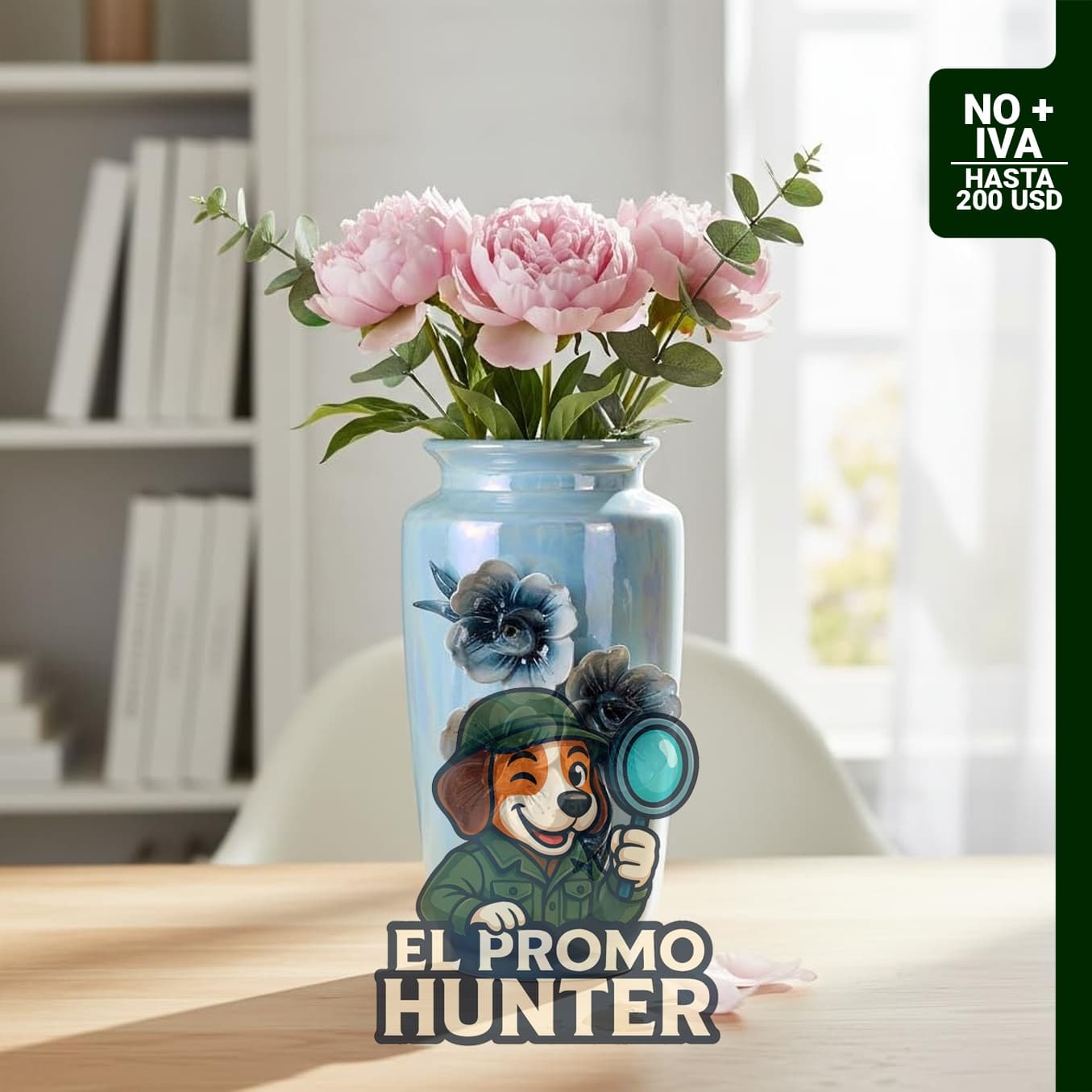 Jarrón de cerámica azul de 19 cm con relieve floral, adecuado para decoración del hogar.
