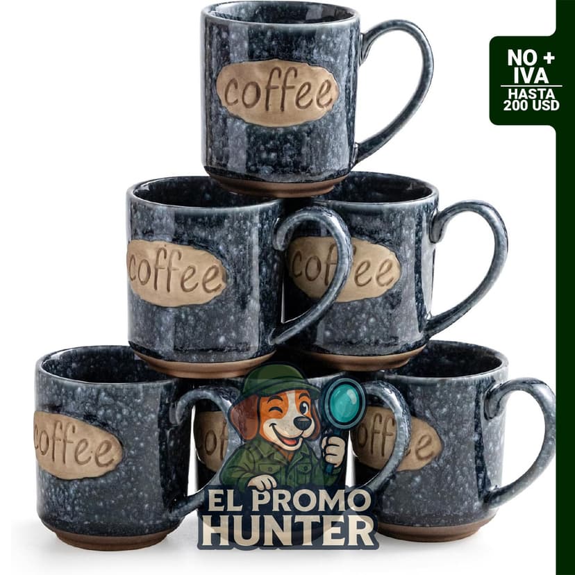 Juego de 6 tazas de café expreso de cerámica de 89 ml, aptas para microondas y lavavajillas.